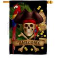 Ornament Collection 28 x 40 in. Pirate Ahoy Mate House Flag with Coastal Dbl-Sided Vertical Decoration Banner Garden OR583436